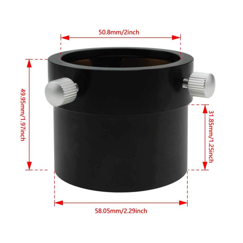 Astromania Adaptor T2 thread to 2" female for telescope - Can be screwed onto any T2 male thread and provides a clamp for 2" accessories