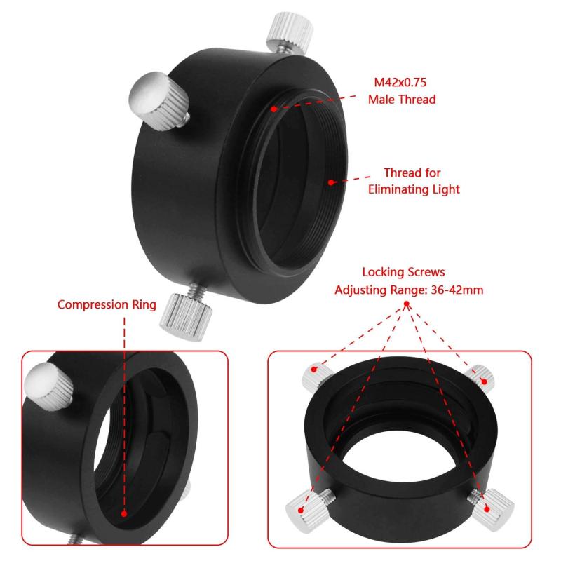 Astromania Universal T2 Camera Photo Adapter for Telescope and Spotting Scope-eyepieces adaptor 36-42mm-attach your camera or smartphone to eyepieces