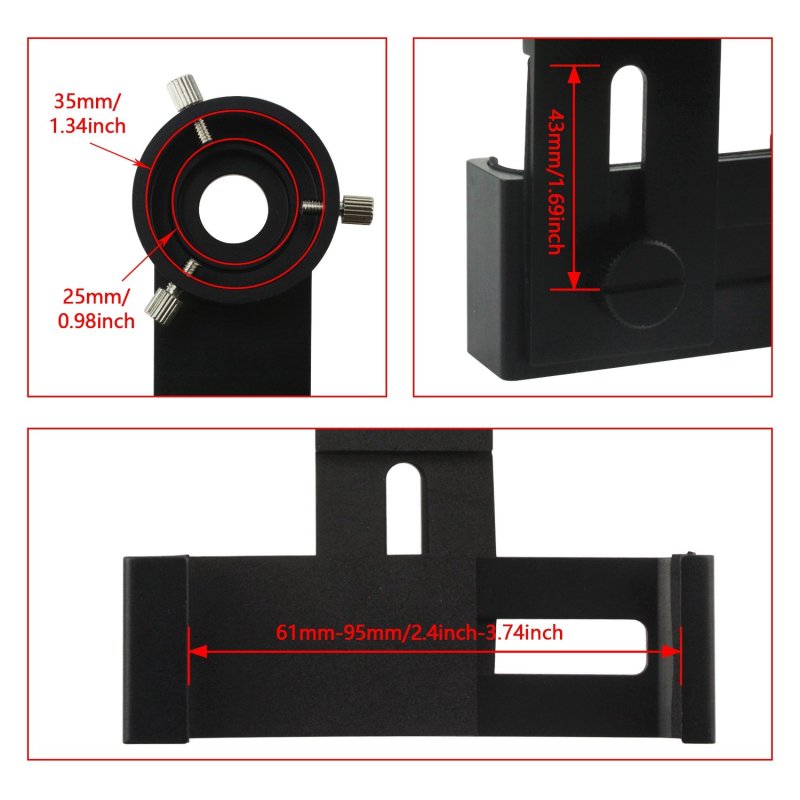 Astromania Smartphone IPhone Adapter with Eyepiece Adapter 25mm - 35mm - for photography with telescopes and spotting scope or binoculars