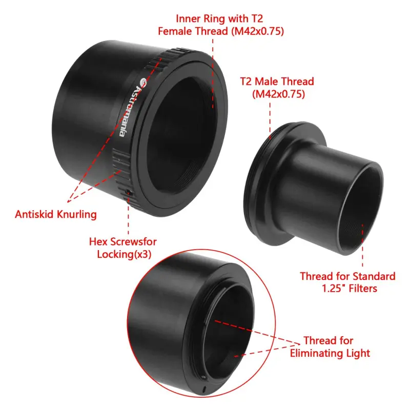 Astromania T T2 Lens to Fuji FX mount Camera adapter and M42 to 1.25&quot; Telescope Adapter(T-mount)-Universal screw in forX-T1 X-A1 X-E2 X-M1 X-E1 X-PRO1