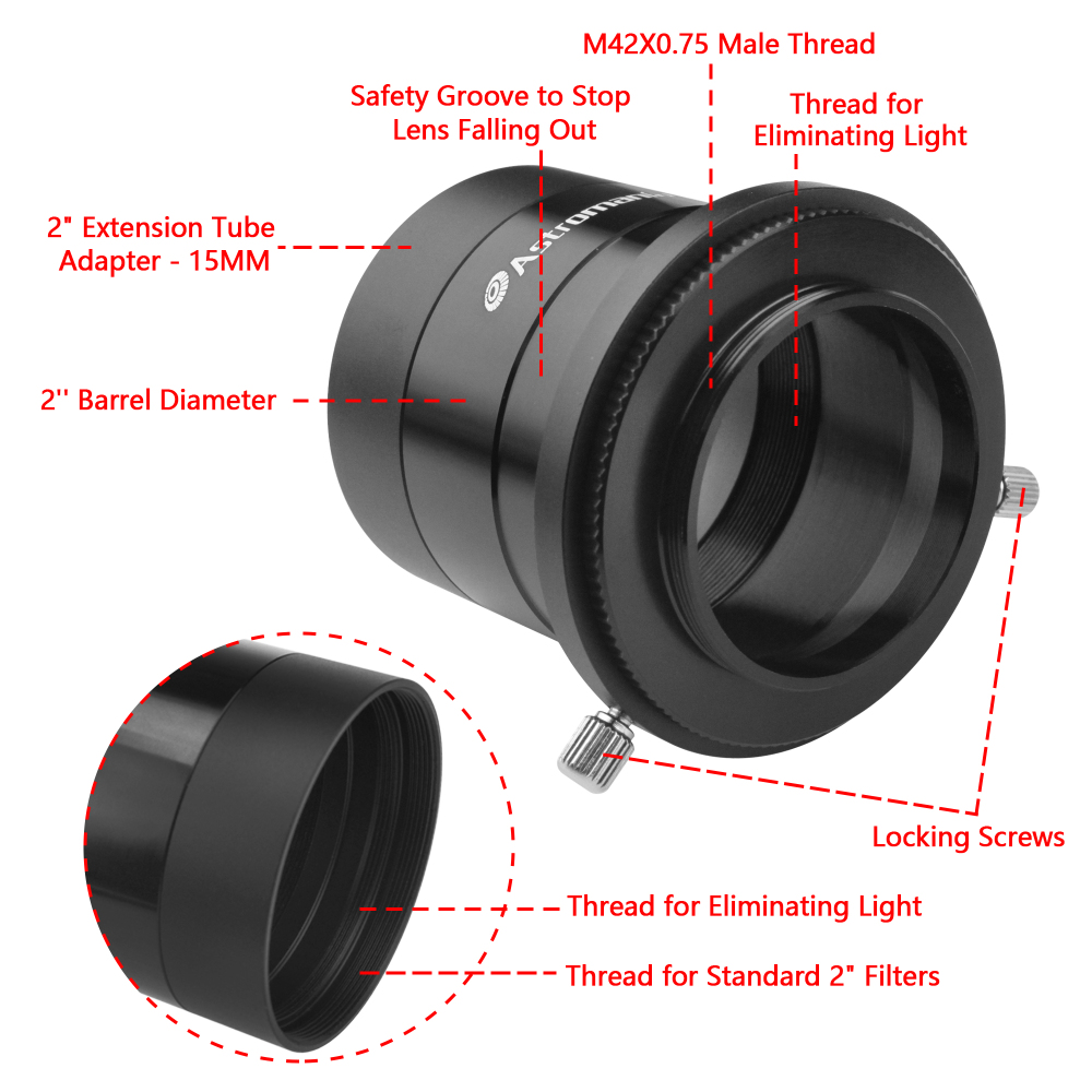 Astromania 2" field flattener - Provides perfect image flatness for your astronomy photos