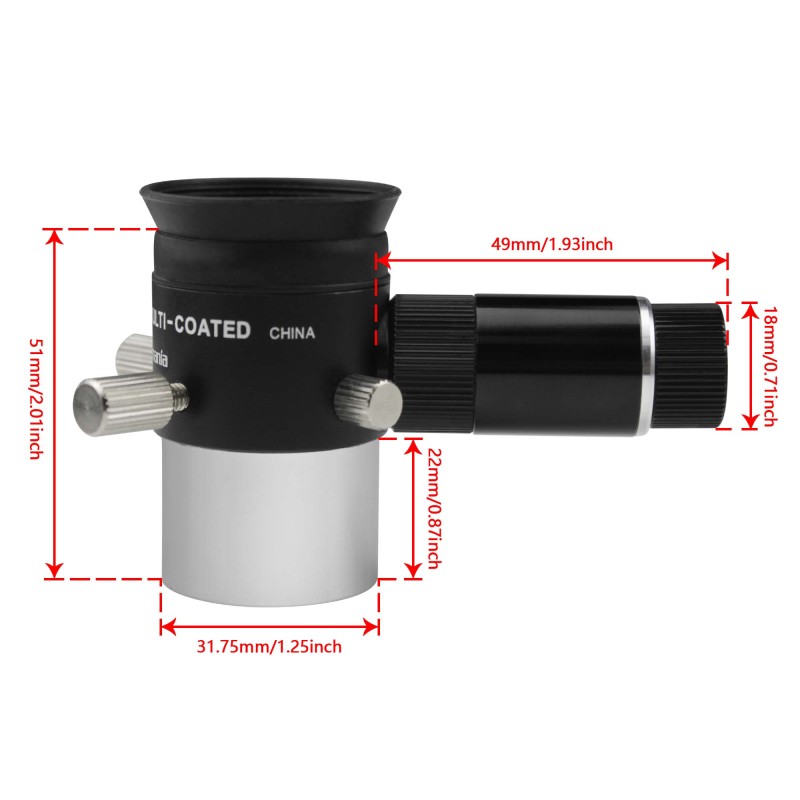 Astromania Deluxe 9mm Illuminated Crosshair Eyepiece - For perfectly guided astrophotos - Micrometric x-y controls aid in locking onto the guide star