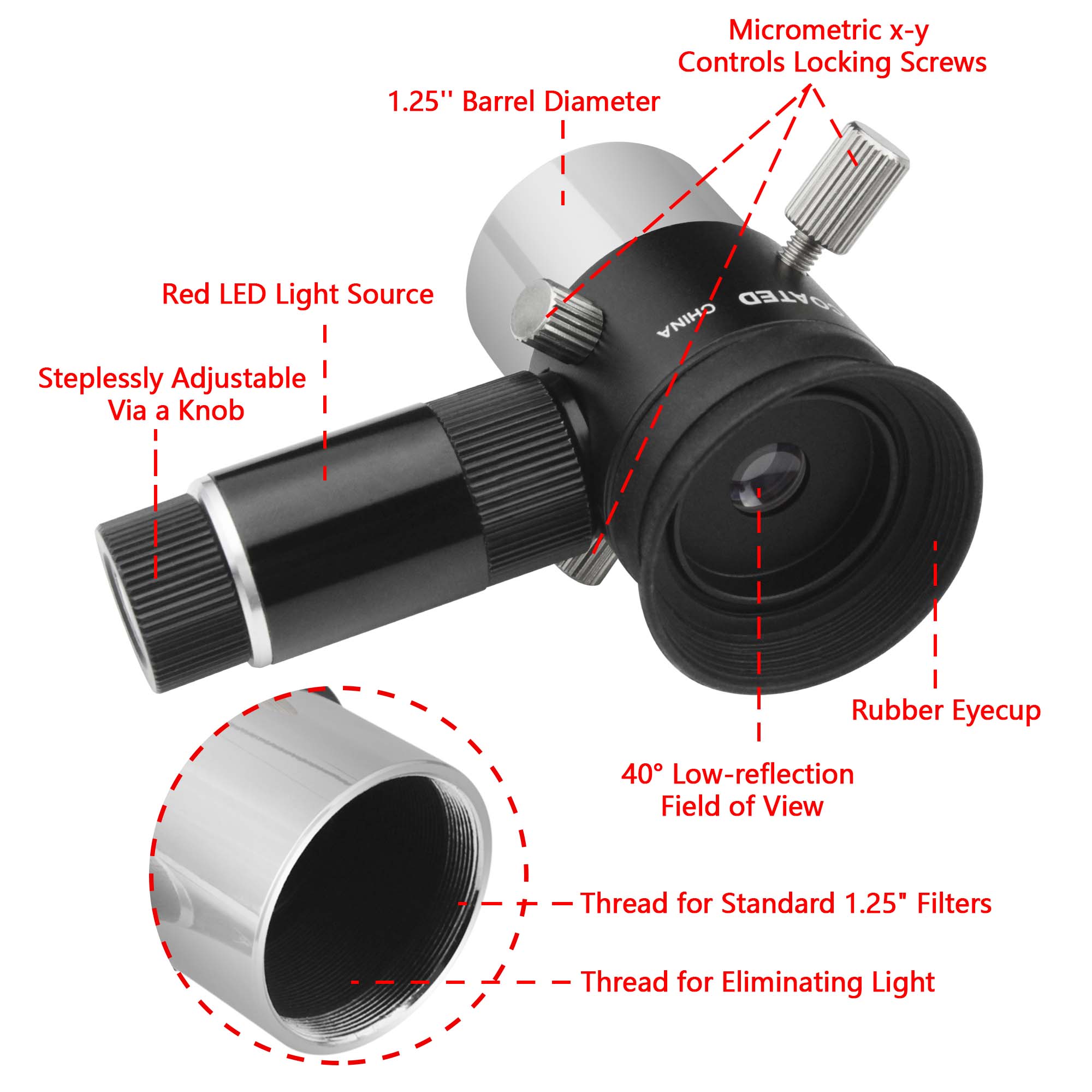 Astromania Deluxe 9mm Illuminated Crosshair Eyepiece - For Perfectly ...