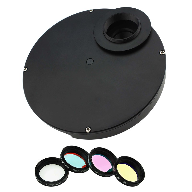 Astromania 1.25&quot; Superior Quality Multiple 9-Position Filter Wheel For Telescope - With LRGB Filter Set