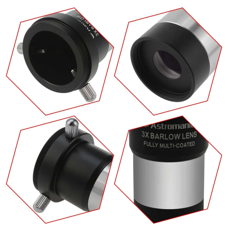 Astromania 1.25&quot; 3x Short Focus Barlow Lens for Telescope Eyepiece - Superior sharpness and color correction