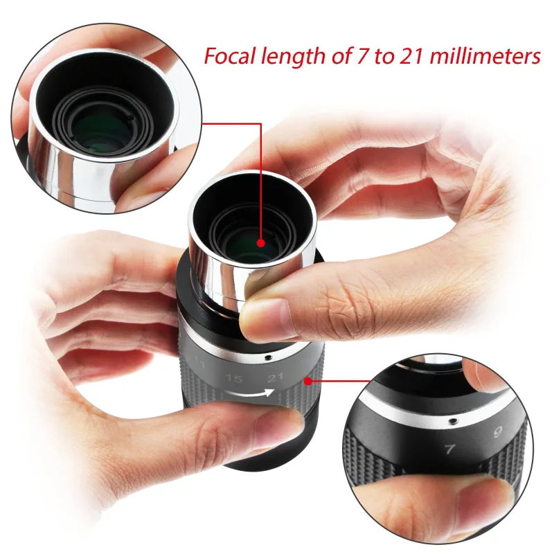 Astromania 1.25&quot; 7-21mm Zoom Eyepiece for Telescope