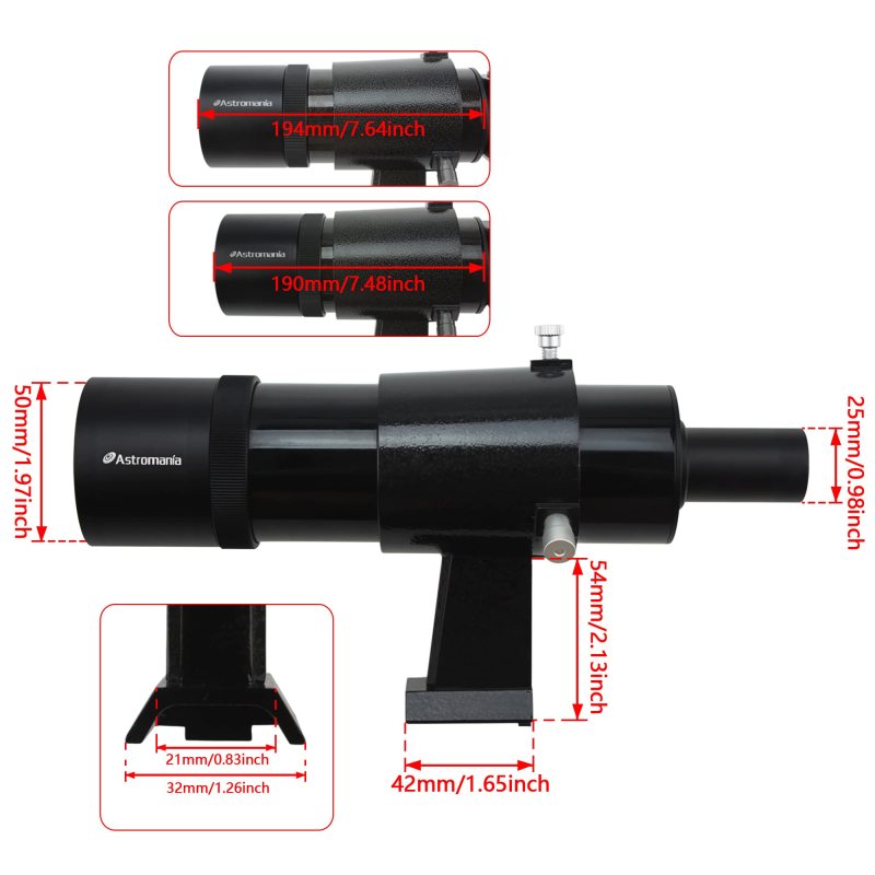 Astromania 9x50 Finder Scope, Black - it provides both a bright image and comfortable viewing