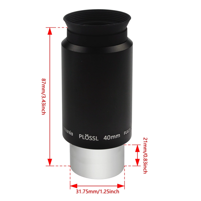 Astromania 1.25&quot; 40mm Plossl Telescope Eyepiece - 4-element Plossl Design - Threaded for Standard 1.25inch Astronomy Filters