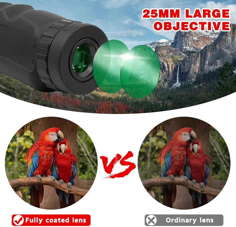 Astromania Waterproof Compact 8x25 Monocular for Adults and Kids, Bird Watching, Hunting and Sport Games, Theater and Concerts