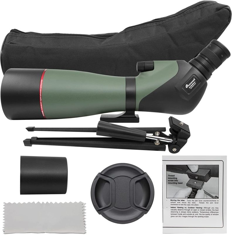 Astromania Spotting Scopes with Tripod, Carry Bag, 20-60x80, 45 Degree Angled, Waterproof, for Birding, Scenery, Wildlife Viewing, Hunting