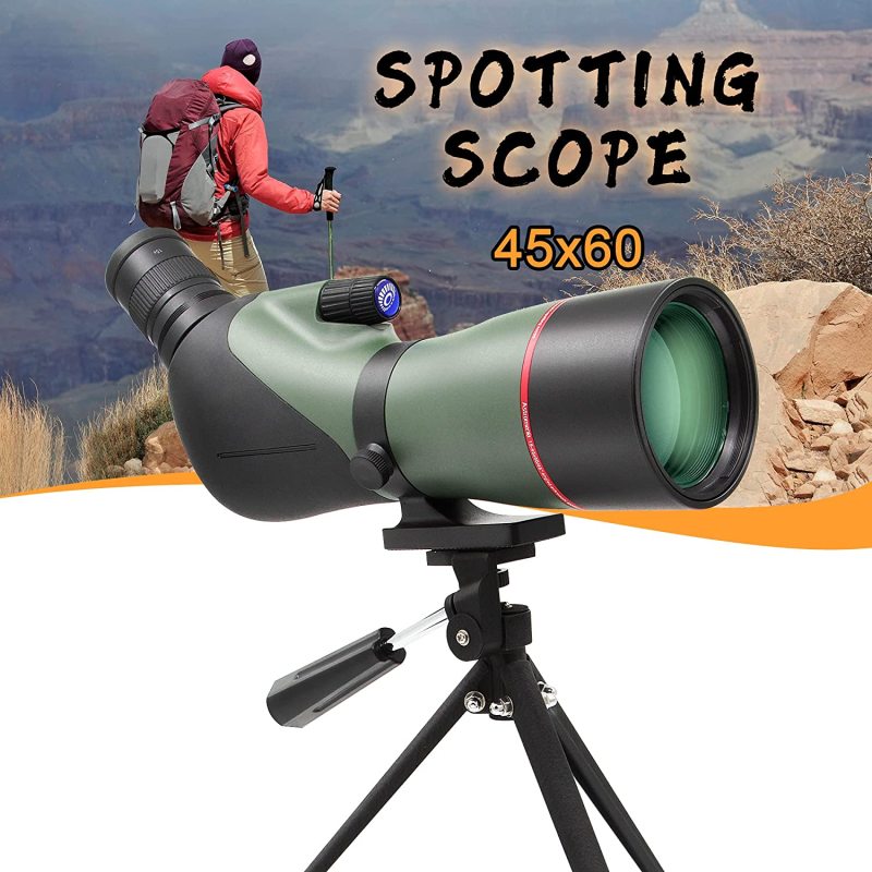 Astromania 15-45x60/45° Spotting Scope with Tripod and Carrying Bag - BAK4 Angled Telescope - Waterproof Scope for Hunting Bird Watching Wildlife Scen