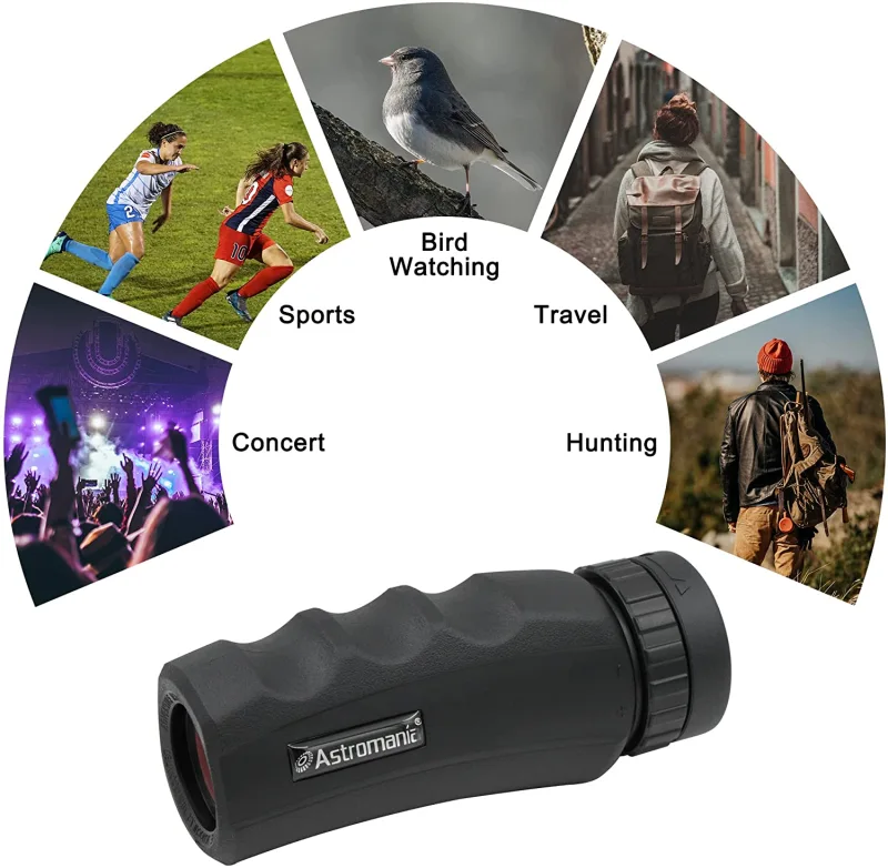 Astromania Waterproof Compact 8x25 Monocular for Adults and Kids, Bird Watching, Hunting and Sport Games, Theater and Concerts