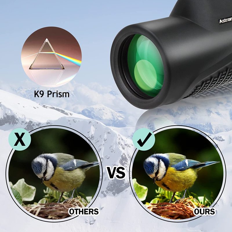 Astromania 8X42 HD K9 Prism Monocular Telescope, Waterproof, Compact Handheld Monoscope, for Bird Watching Hunting Camping Travelling Wildlife Scenery