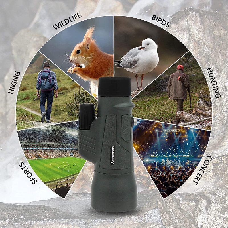 Astromania 10X50 BAK4 High Power Prism Monoculars, Waterproof, Compact Handheld Monoscope for Bird Watching, Hunting, Traveling Gifts for Men