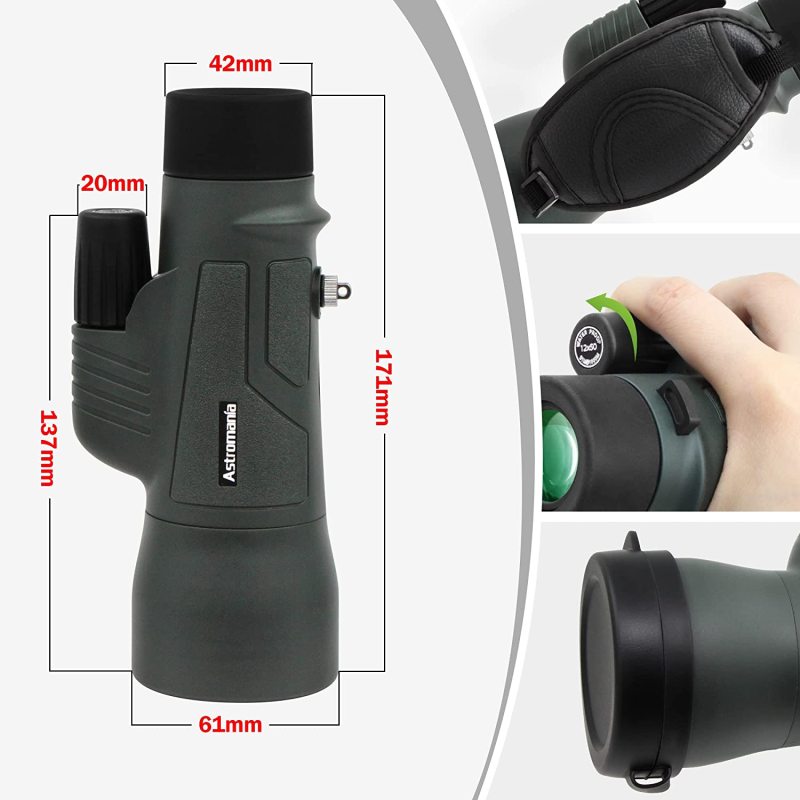 Astromania 12X50 BAK4 High Power Prism Monoculars, Waterproof, Compact Handheld Monoscope for Bird Watching, Hunting, Traveling Gifts for Men