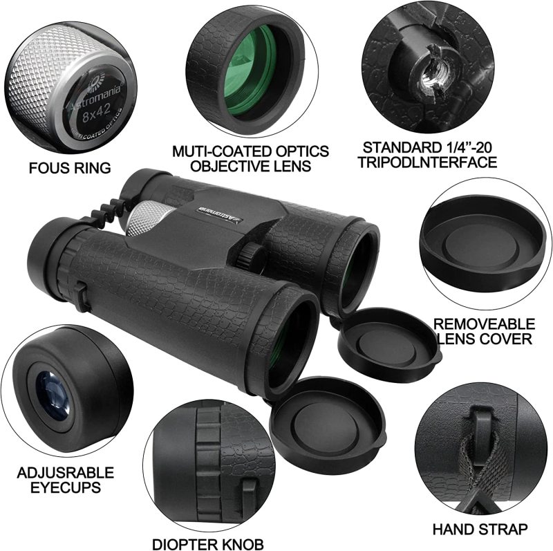 Astromania 8x42 Compact Binoculars -BK7 Prism -Gifts for Adults and Kids, for Bird Watching, Camping and Sport Games, Concerts and Theater