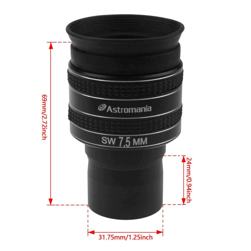 Astromania 1.25" 7.5mm 58-Degree Planetary Eyepiece For Telescope