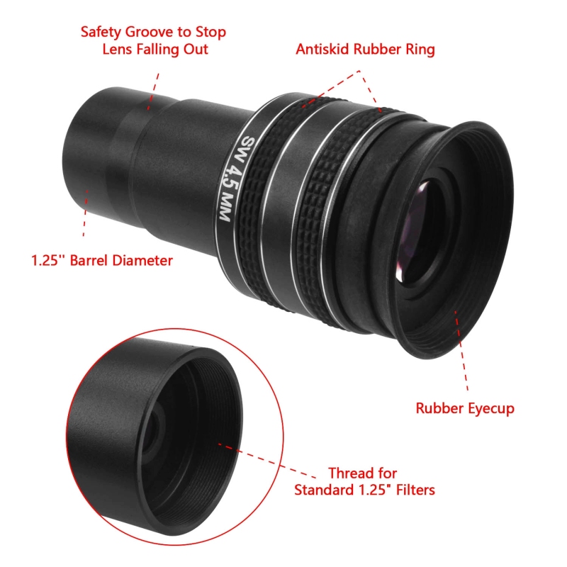 Astromania 1.25" 4.5mm 58-Degree Planetary Eyepiece For Telescope