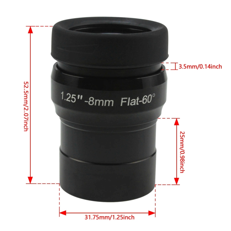 Astromania 1.25&quot; 8mm Premium Flat Field Eyepiece - a flat image field and crystal-clear images