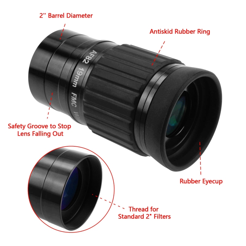 Astromania 2&quot;-82 Degree SWA-19mm compact eyepiece, Waterproof &amp; Fogproof - allows any water enter the interior and enjoy an unobstructed view