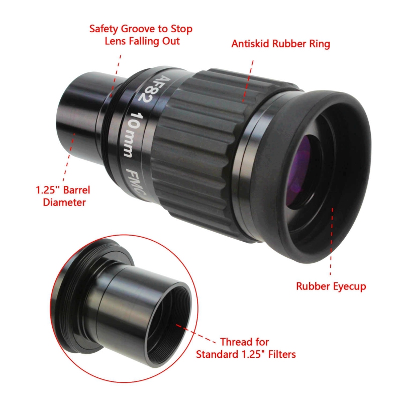Astromania 1.25&quot;-82 Degree SWA-10mm compact eyepiece, Waterproof &amp; Fogproof - allows any water enter the interior and enjoy an unobstructed view
