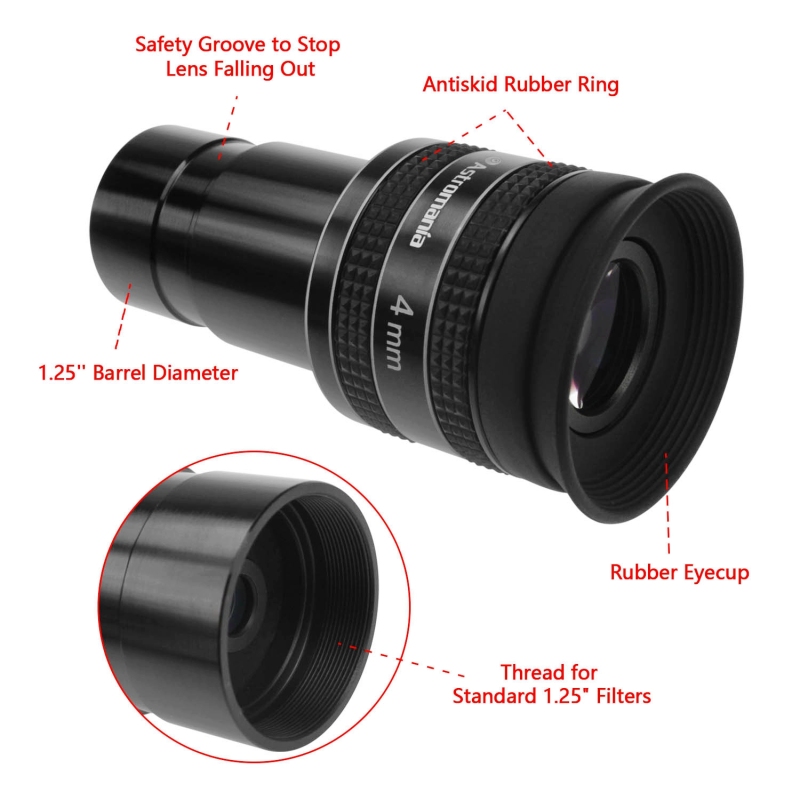 Astromania 1.25&quot; 4mm 58-Degree Planetary Eyepiece For Telescope