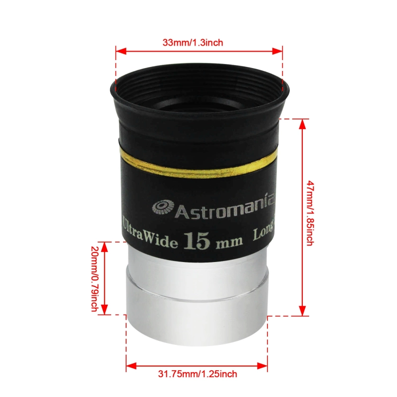 Astromania 1.25" 15mm 66degree Ultra Wide Angle Eyepiece for Telescope