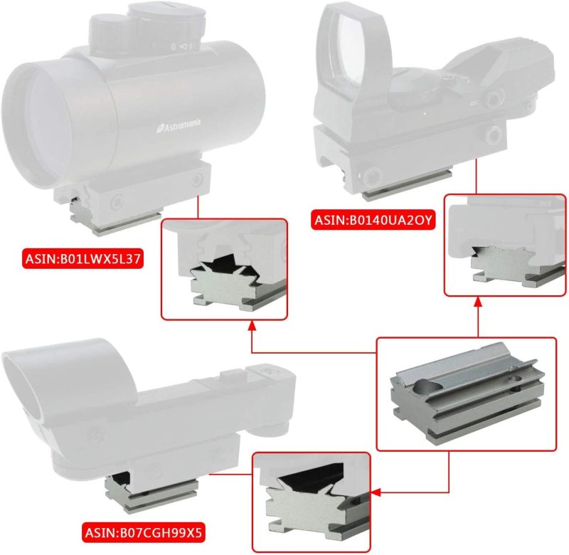 Astromania Silver Plate for The Flash Shoe of DSLR Cameras - Mount The 1X40RD Reflex Red Green Dot Sight to DSLR Cameras