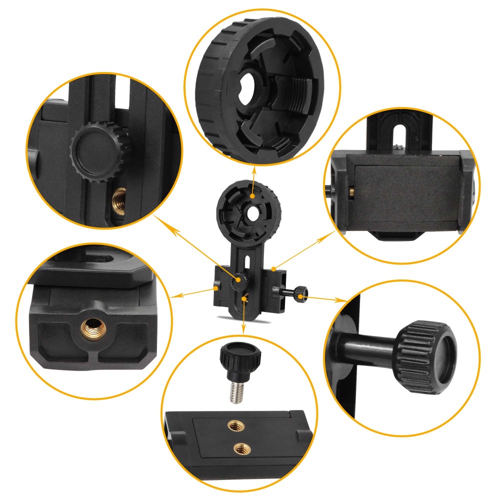 Astromania Adjustable Telescope Phone Scope Mount -Fit Almost All Brands of Smartphones (Max 98mm) - Compatible with Binoculars &Monocular & Spotting