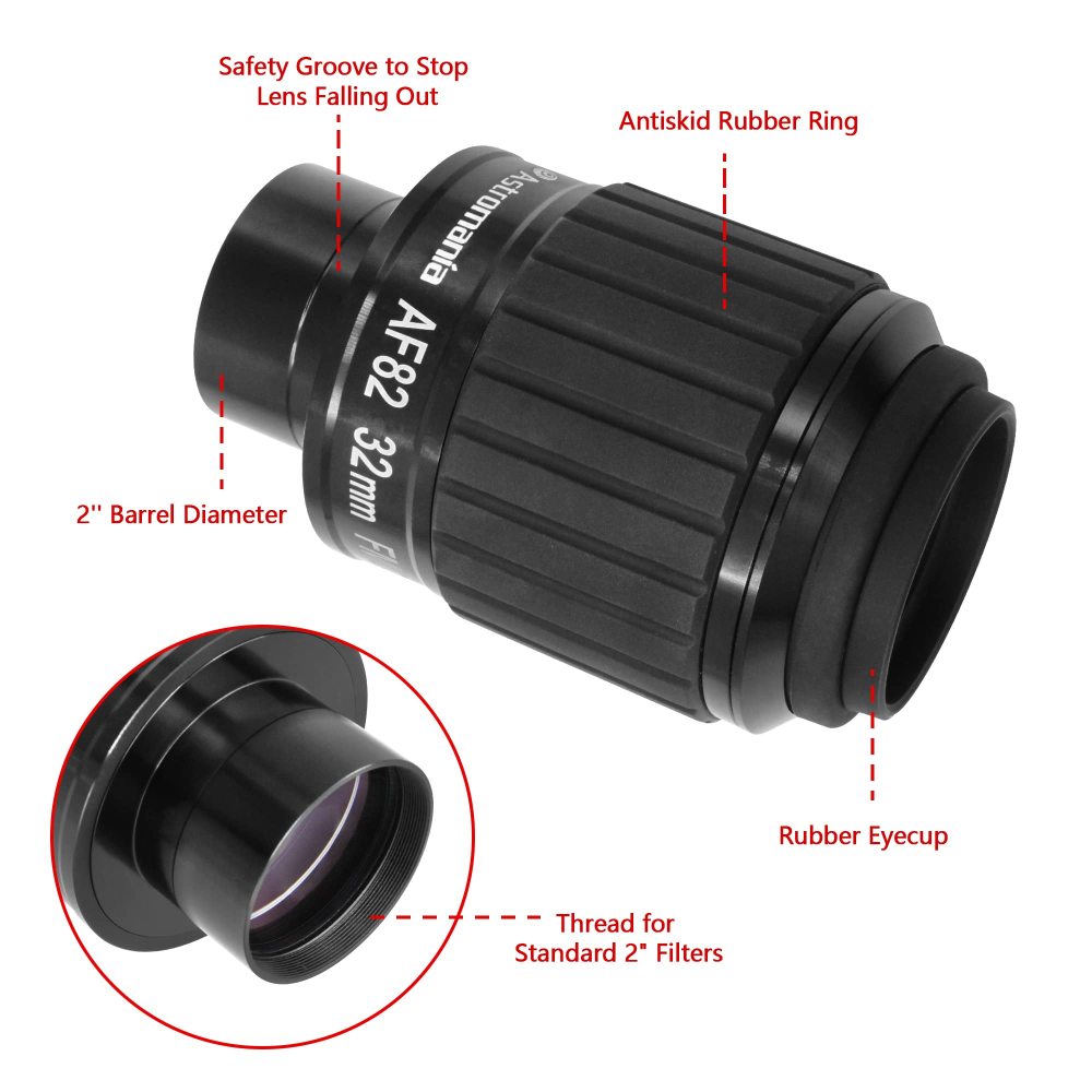 Astromania 2"-82 Degree SWA-32mm compact eyepiece, Waterproof & Fogproof - allows any water enter the interior and enjoy an unobstructed view