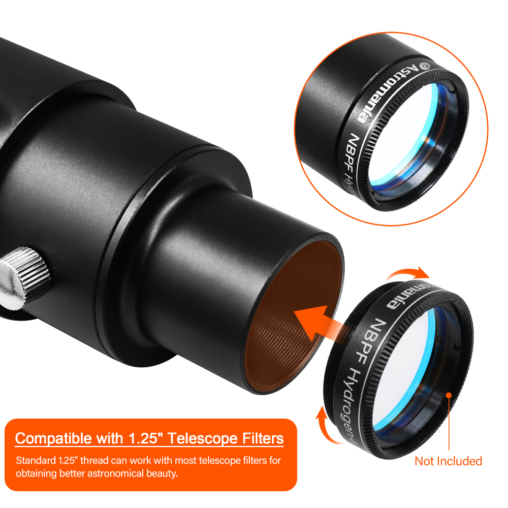 Astromania 1.25" Extendable Camera Adapter - for Either Prime-focus Or Eyepiece-projection Astrophotography with Refractors or Reflector Telescopes