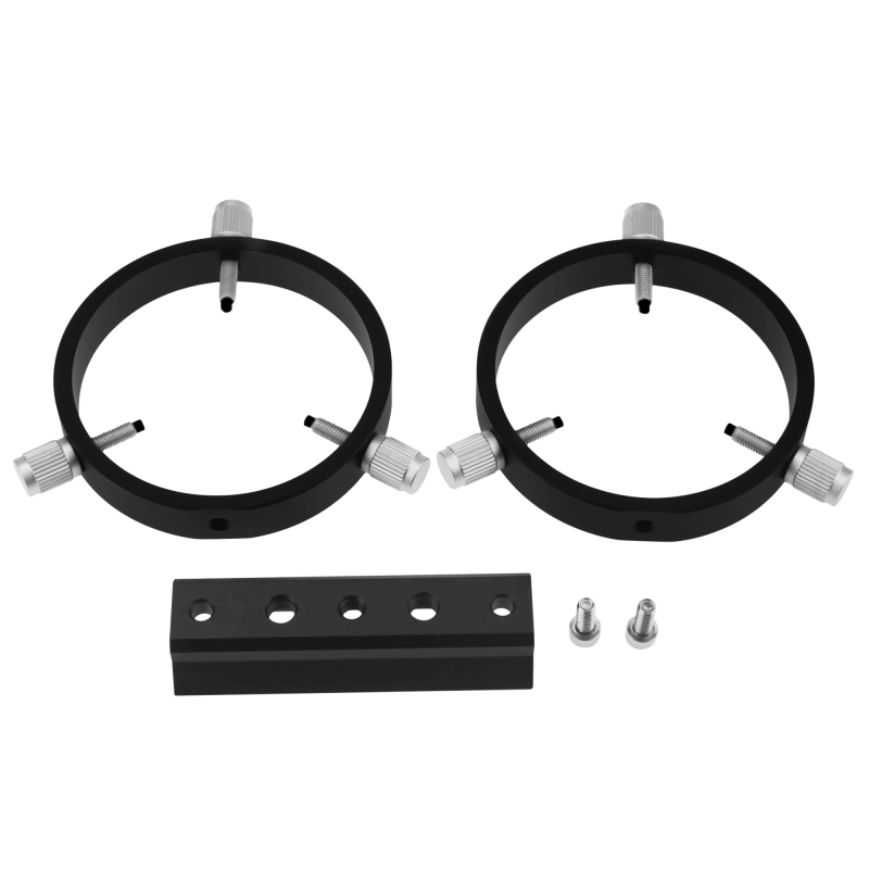 Astromania Adjustable Guiding Scope Ring Set with Plate - 80 mm inside diameter (pair) - for telescope tube diameter or finders 53 to 79mm