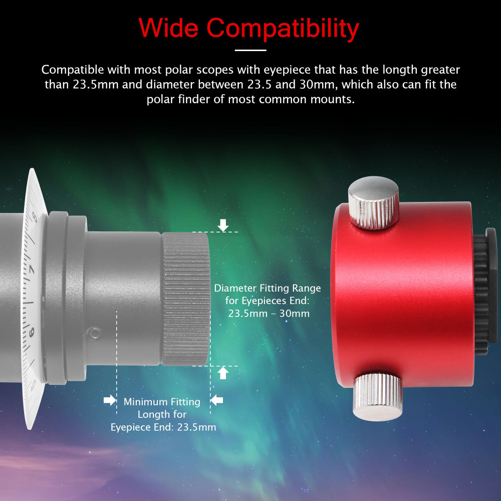 Astromania Polar Scope Adapter for Right Angle Viewfinder - Mount Angled Finder on Polar Finder of Most Common Mounts, Makes Polar Alignment at Breeze and More Comfortable