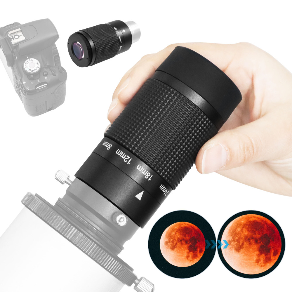 Astromania 1.25" 8-24mm Zoom Eyepiece for Telescope with T-Thread