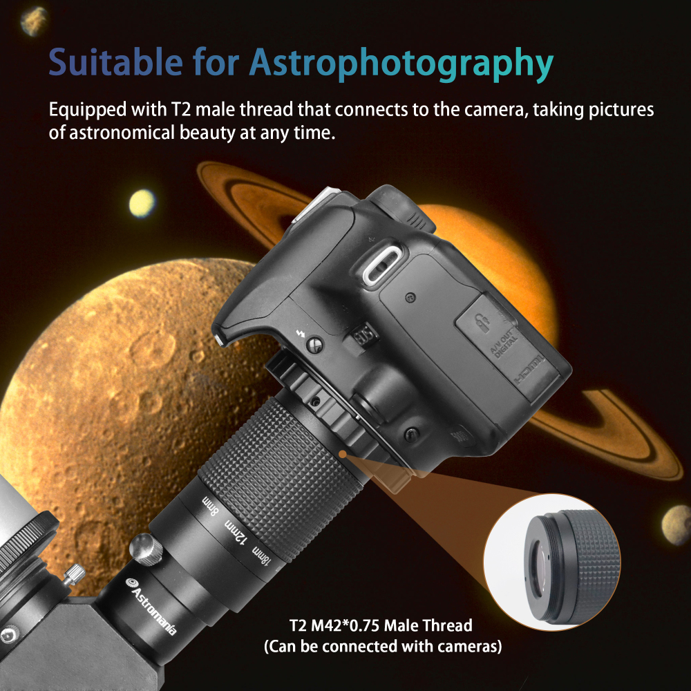 Astromania 1.25" 8-24mm Zoom Eyepiece for Telescope with T-Thread