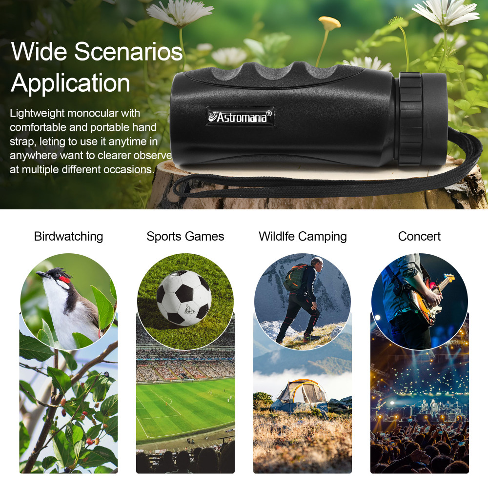 Astromania Waterproof Compact 8x25 Monocular for Adults and Kids, Bird Watching, Hunting and Sport Games, Theater and Concerts