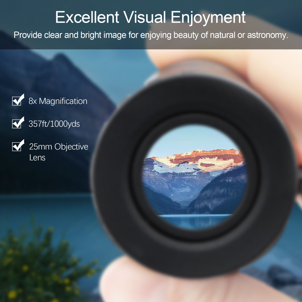 Astromania Waterproof Compact 8x25 Monocular for Adults and Kids, Bird Watching, Hunting and Sport Games, Theater and Concerts