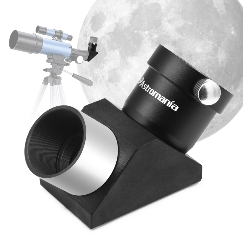 Astromania 1.25" 90-degree Erecting Prism optical Prism inside rather than a mirror which makes your image clear and sharp