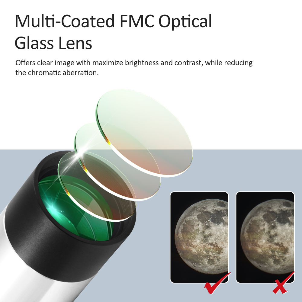 Astromania 1.25" Latest 2X Barlow Lens MultiCoated Metal with M42x0.75 Thread Camera Interface for Telescopes