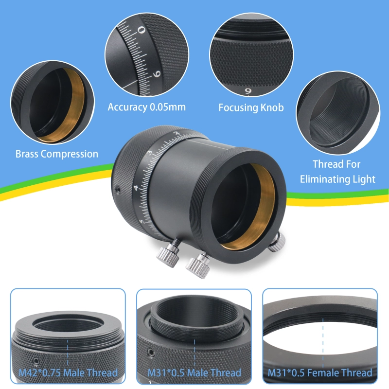 Astromania 1.25" High Precision Double Helical Focuser with 0.05mm scale for Telescope Lenses/Finder & Guidescope