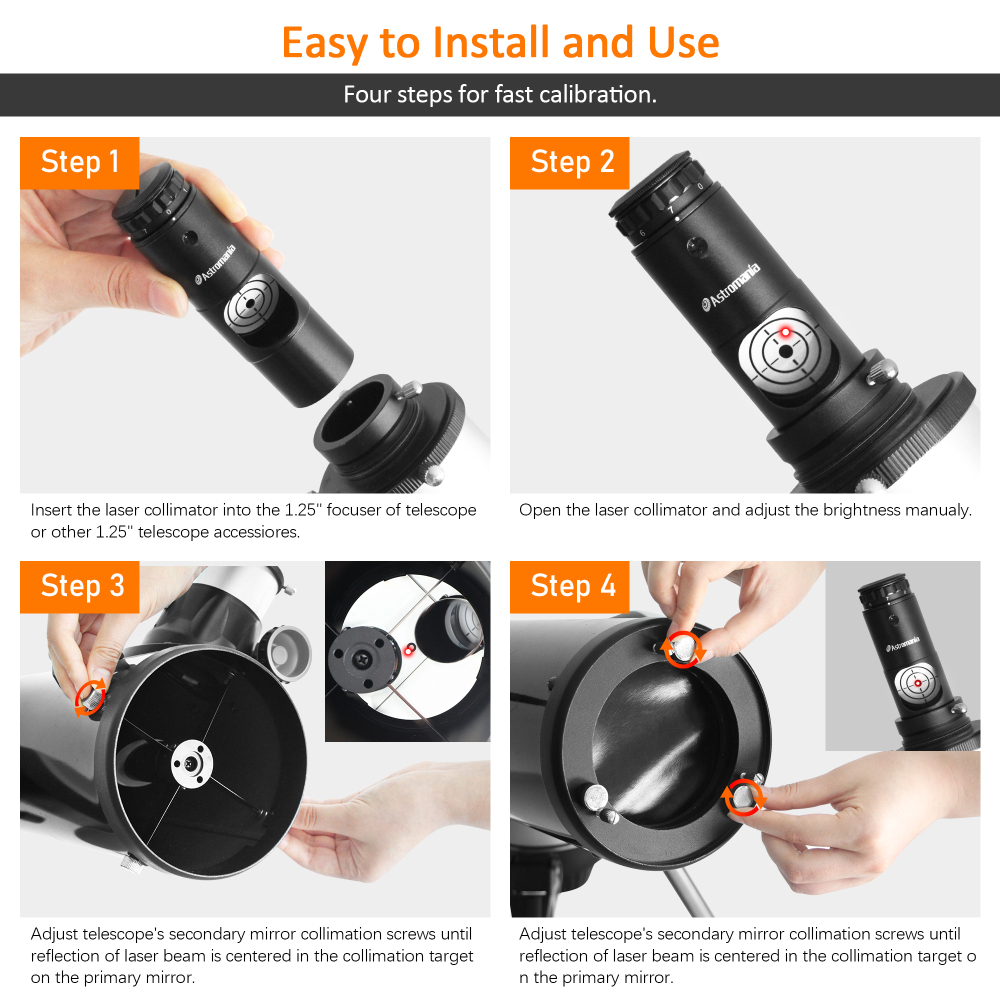 Astromania Alignment 1.25" Next Generation Laser Collimator for Newtonian Telescopes - With this laser you can collimate in just a few minutes!
