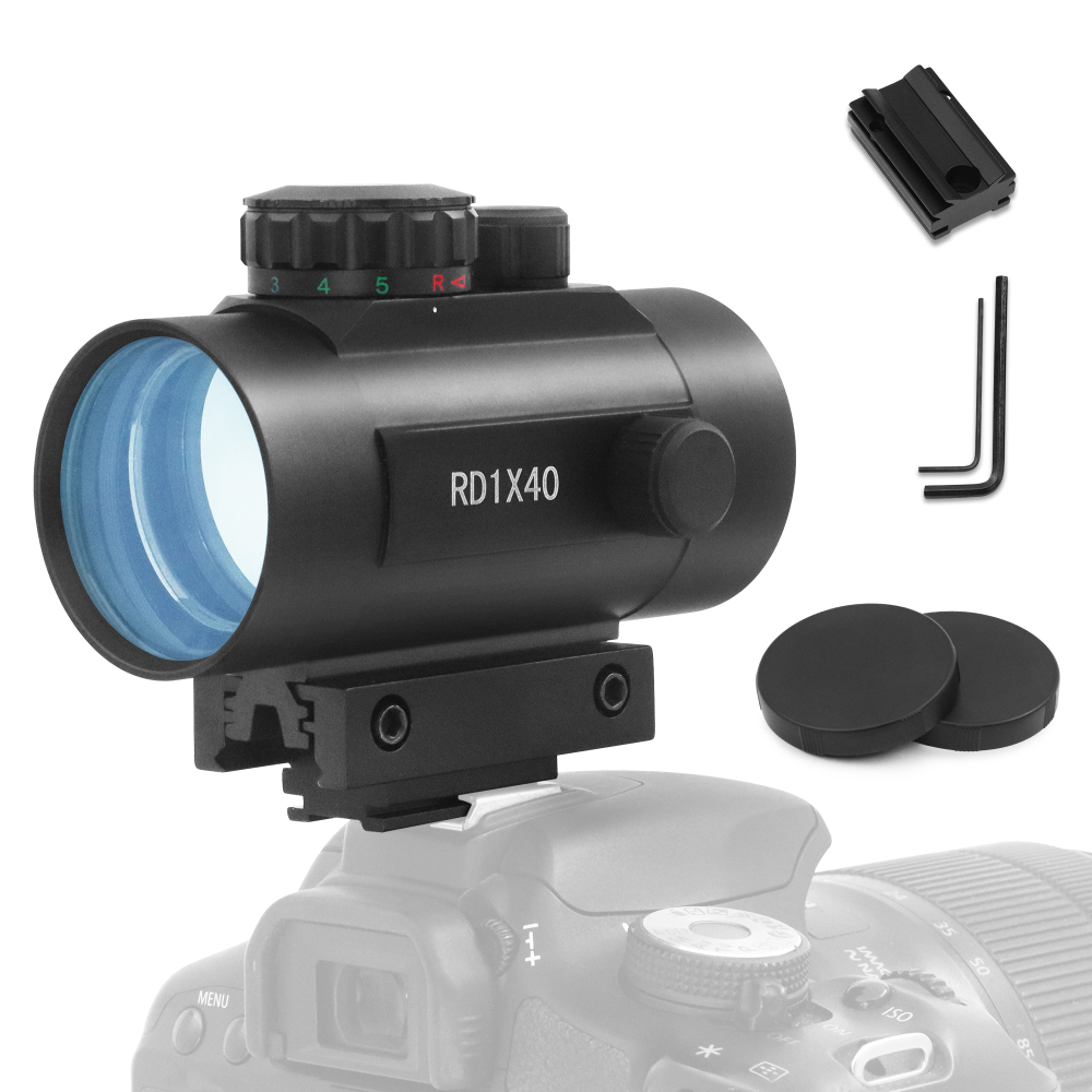 Astromania 1X40RD Reflex Red Green Dot Sight lighted Scope Mount to fix to a DSLR camera flash type connection