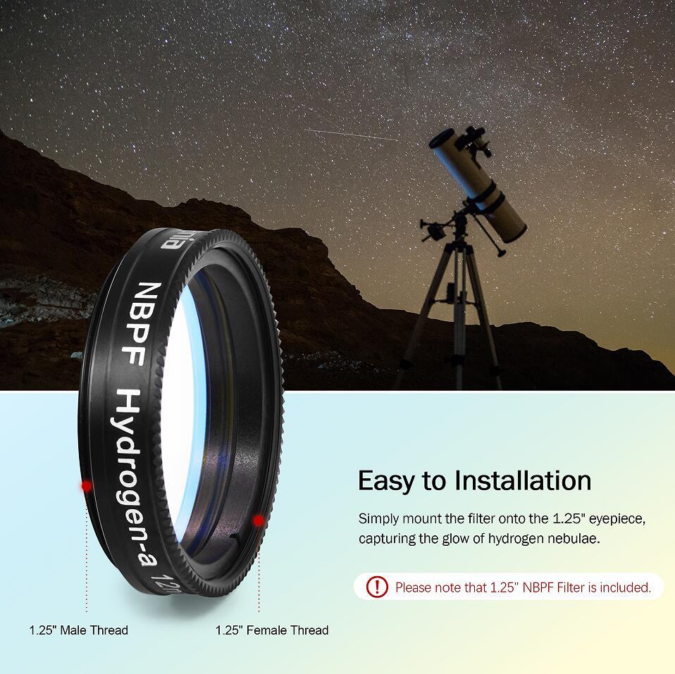 Astromania 1.25" Narrowband NBPF H ydrogen-a 12nm Filter - deep sky photos in H-alpha light