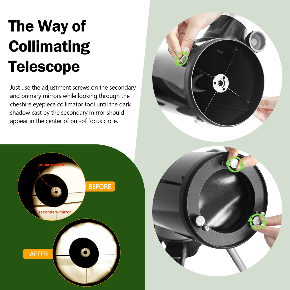 Astromania 1.25Inch Metal Collimating Cheshire Eyepiece without Laser for Newtonian Reflector Telescope - Short Version
