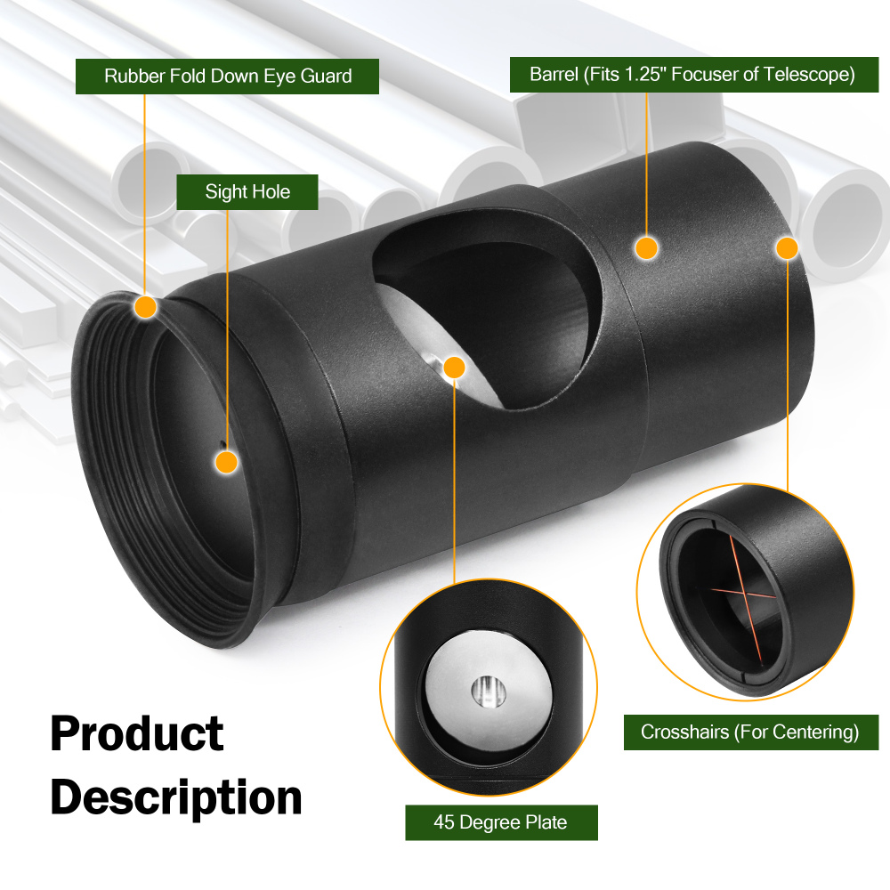 Astromania 1.25Inch Metal Collimating Cheshire Eyepiece without Laser for Newtonian Reflector Telescope - Short Version