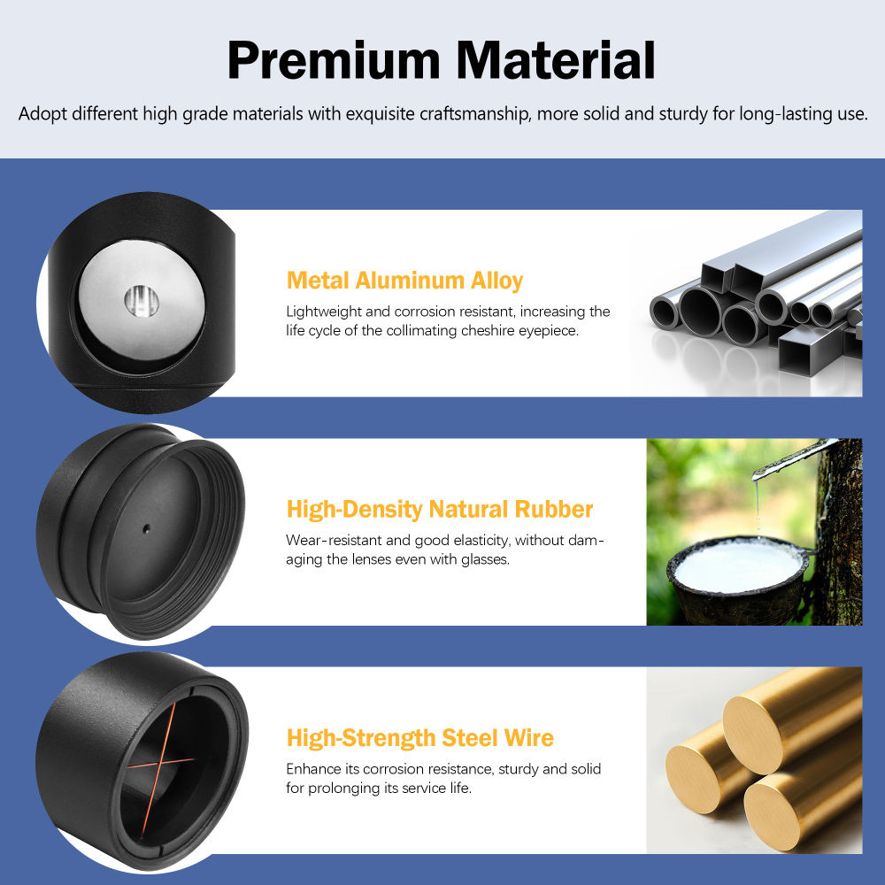 Astromania 1.25Inch Metal Collimating Cheshire Eyepiece without Laser for Newtonian Reflector Telescope - Long Version