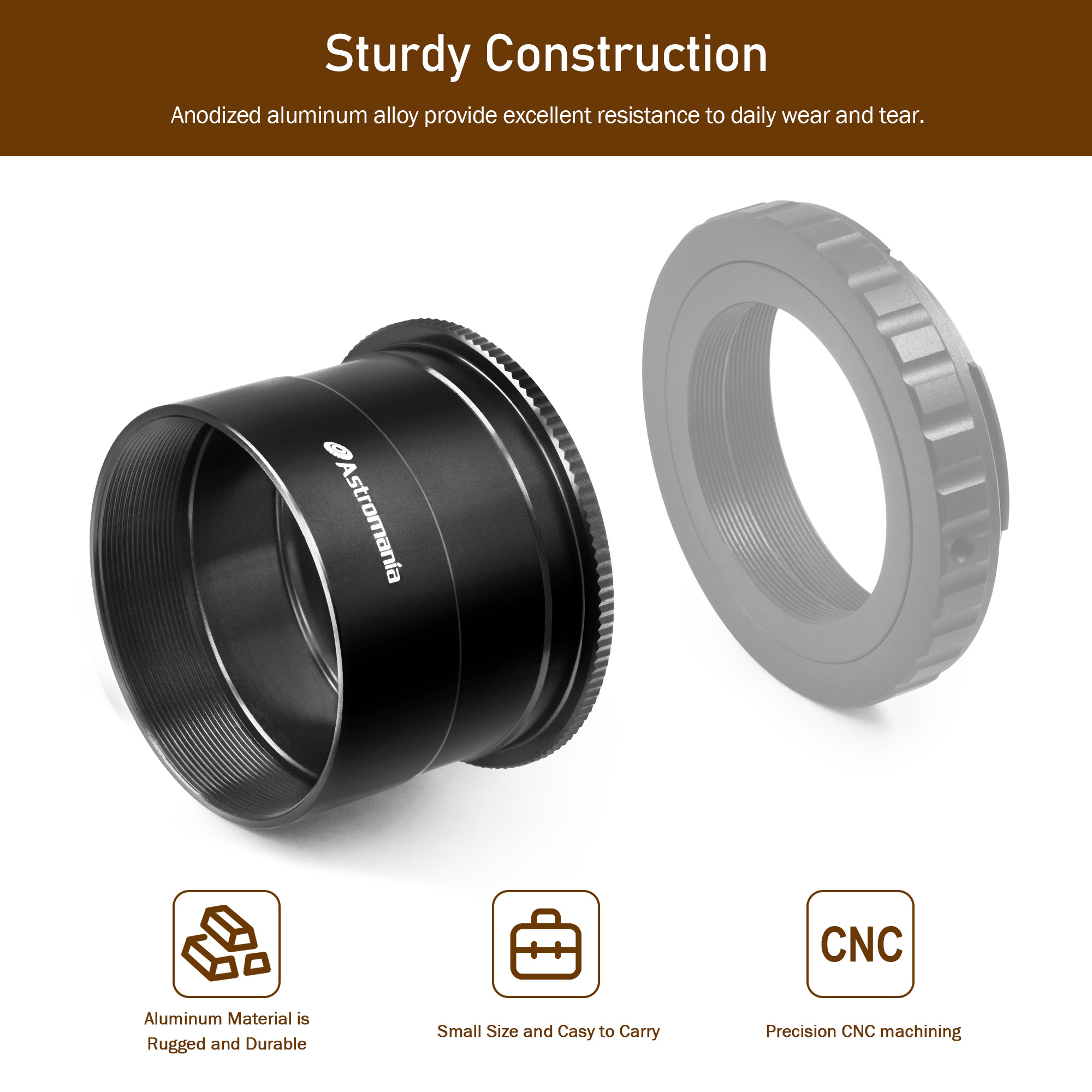 Astromania 2" T-2 Focal camera adapter Ⅱ for SLR cameras - simply attach your camera to the telescope