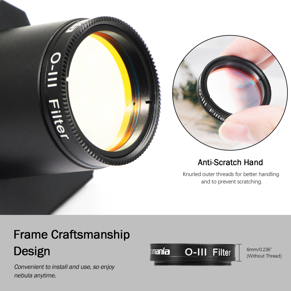 Astromania 1.25" O-III Filter - produces near-photographic views of the Veil, Ring, Dumbbell and Orion nebula, among many other objects