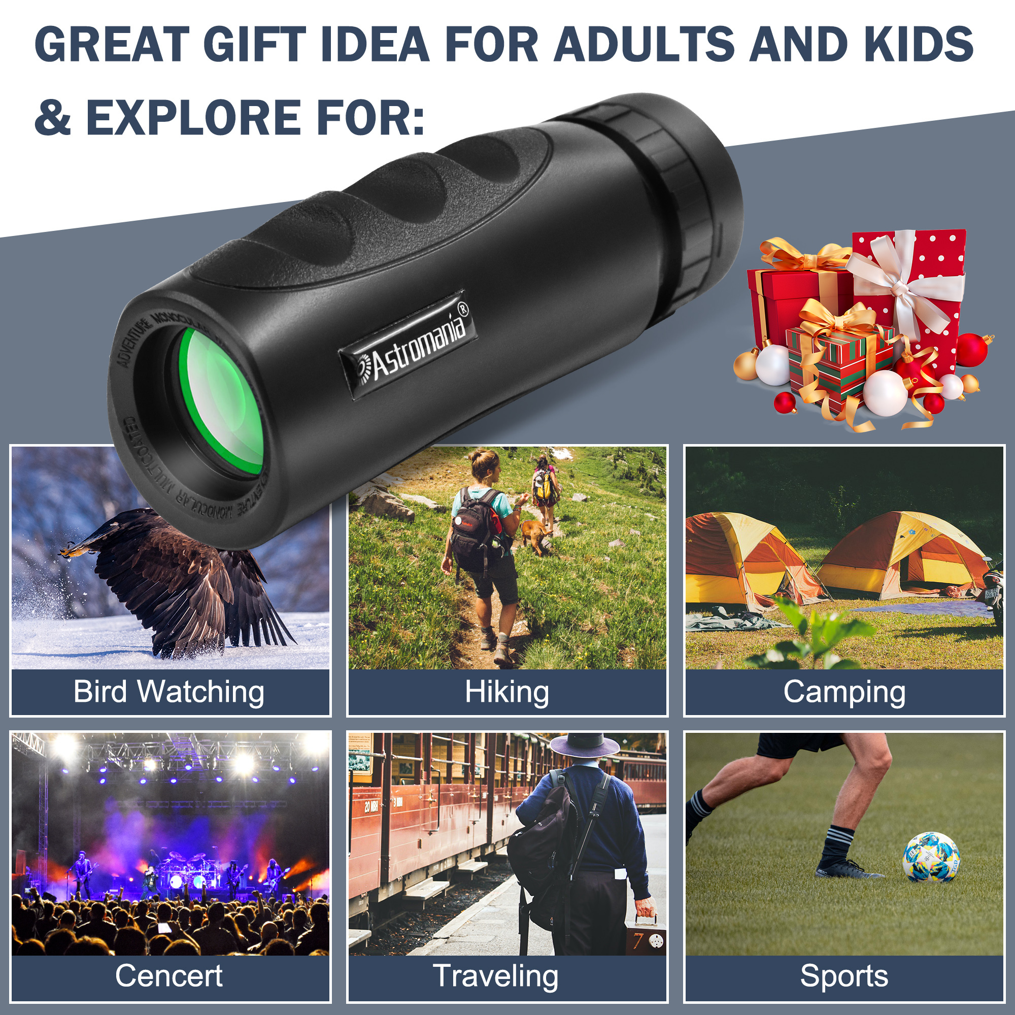 Astromania 10x25 Waterproof Compact Monocular for Adults and Kids, Bird Watching, Theater and Concerts, Hunting and Sport Games