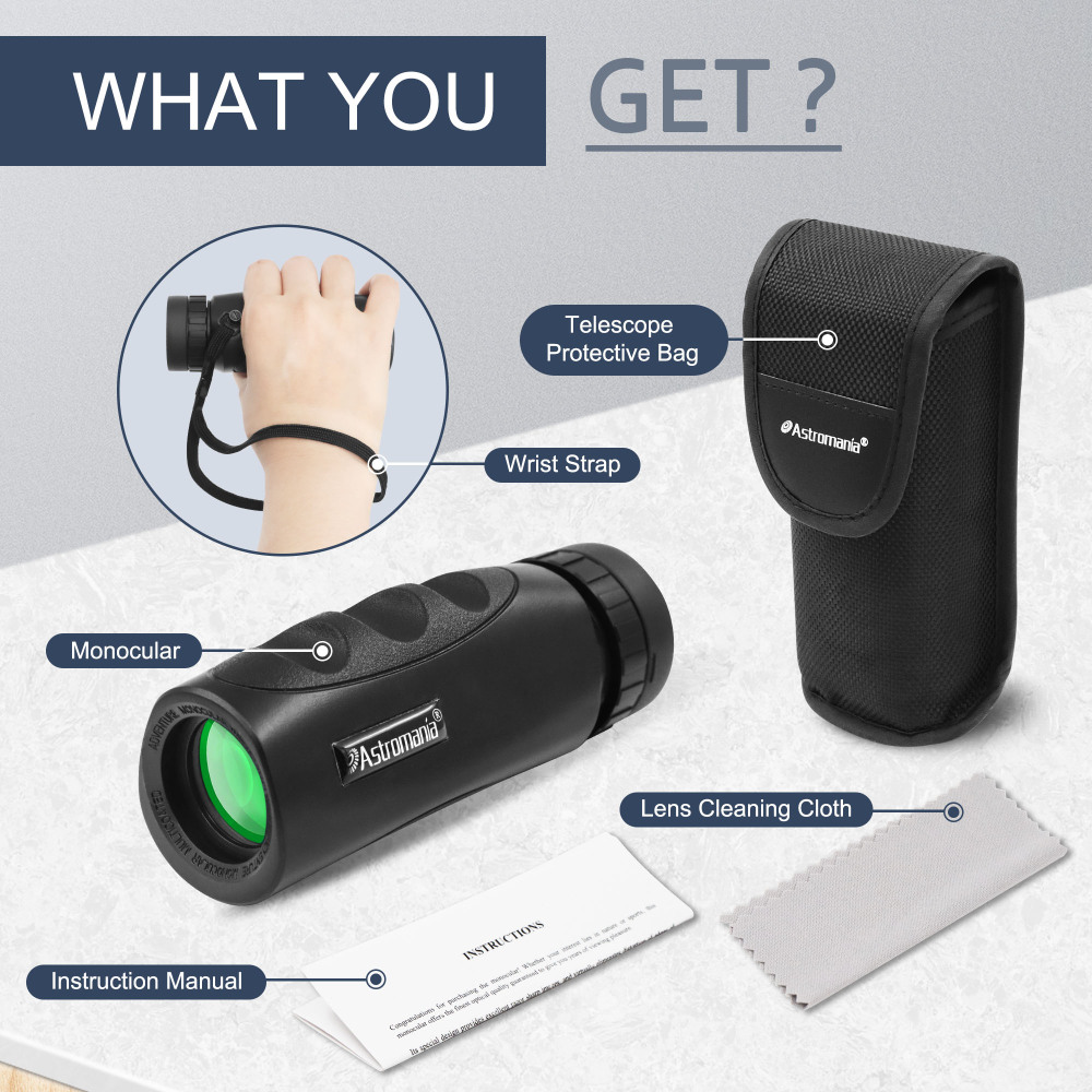 Astromania 10x25 Waterproof Compact Monocular for Adults and Kids, Bird Watching, Theater and Concerts, Hunting and Sport Games